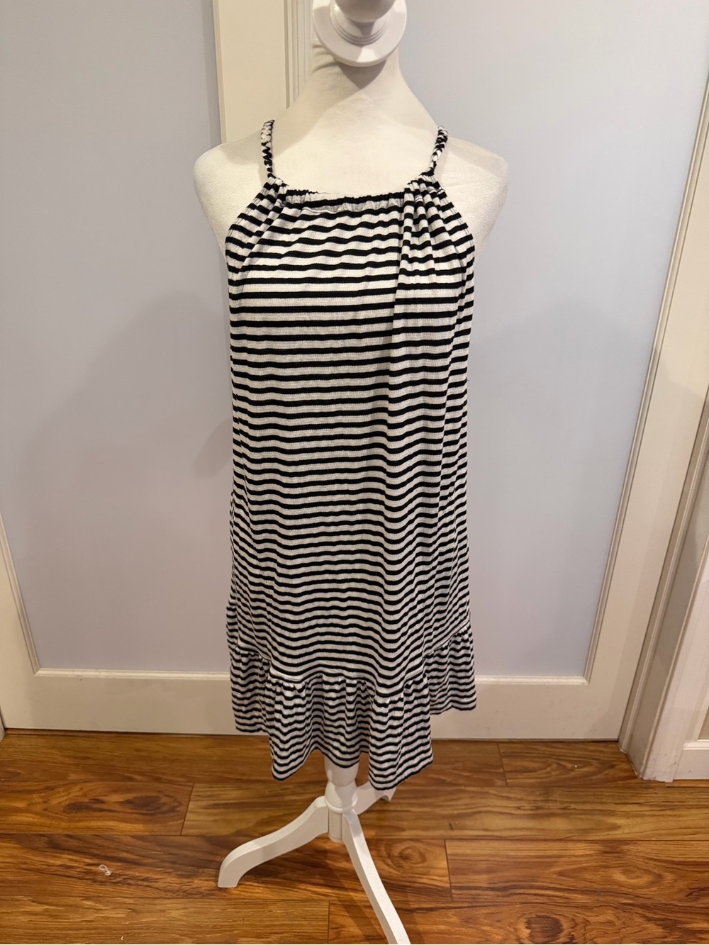 Black & White Stripe Halter Dress